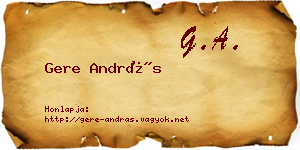 Gere András névjegykártya